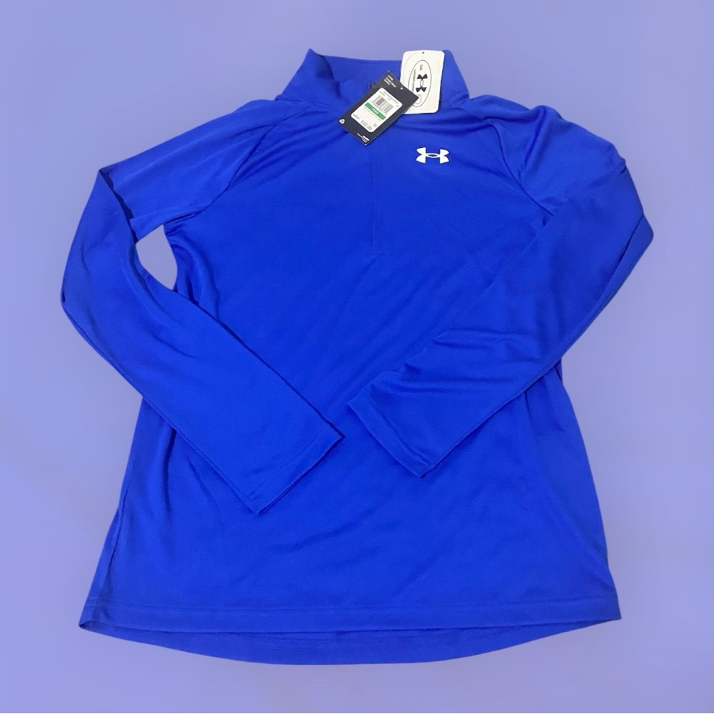 NWT Under Armour T-Shirt Blue Heat Gear Long Sleeve Pullover Youth Large